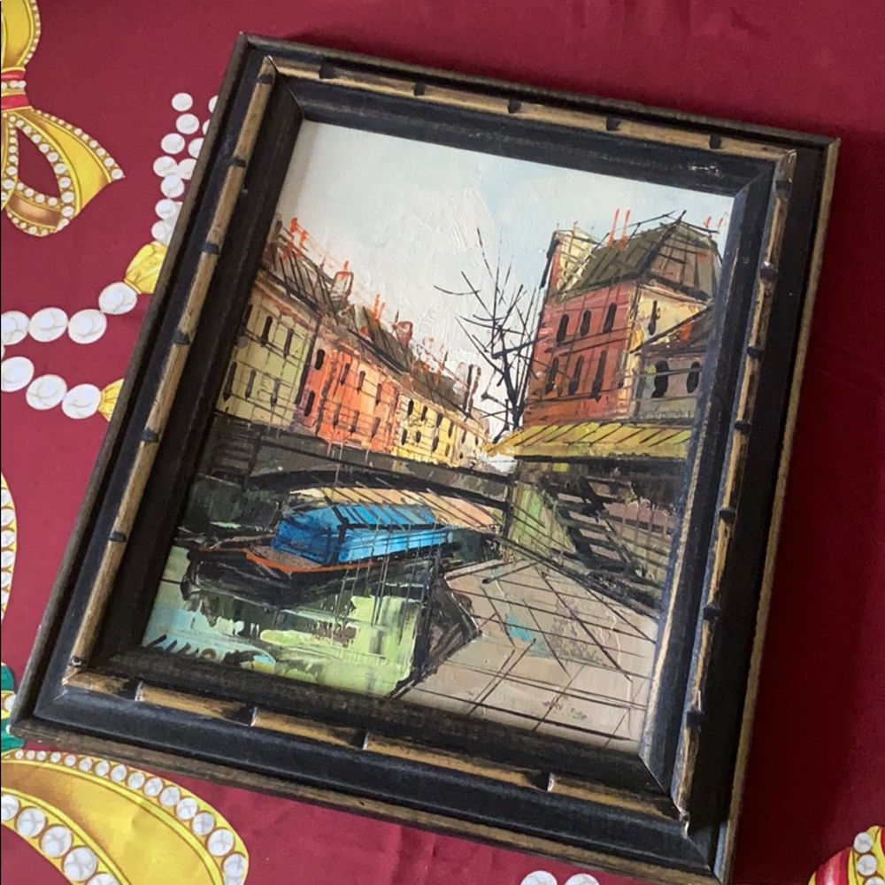 Vintage 1970’s Framed French Souvenir Oil / Canvas - Picture 2 of 12